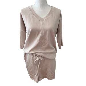 Cable & Gauge Yummy Two Piece Shorts Oversized Top Lounge Set Beige S
